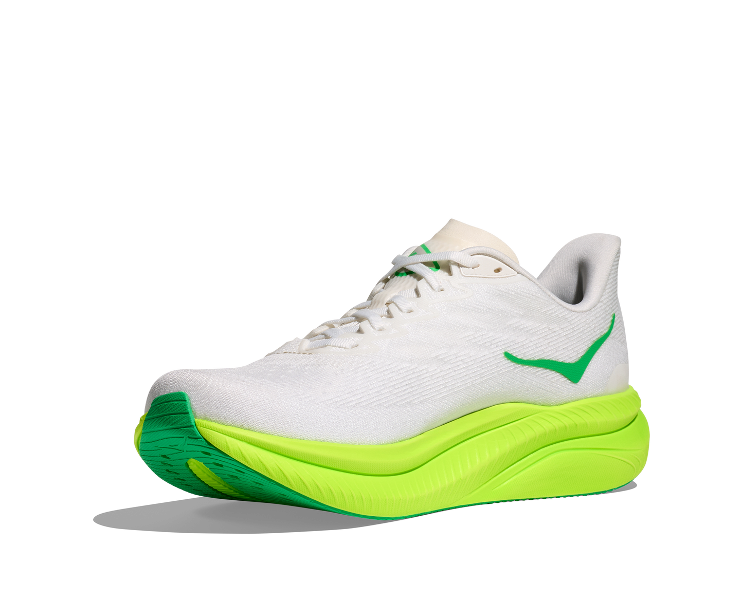 HOKA Mens MACH 6 White/ Neon Lime 1147790-WNL