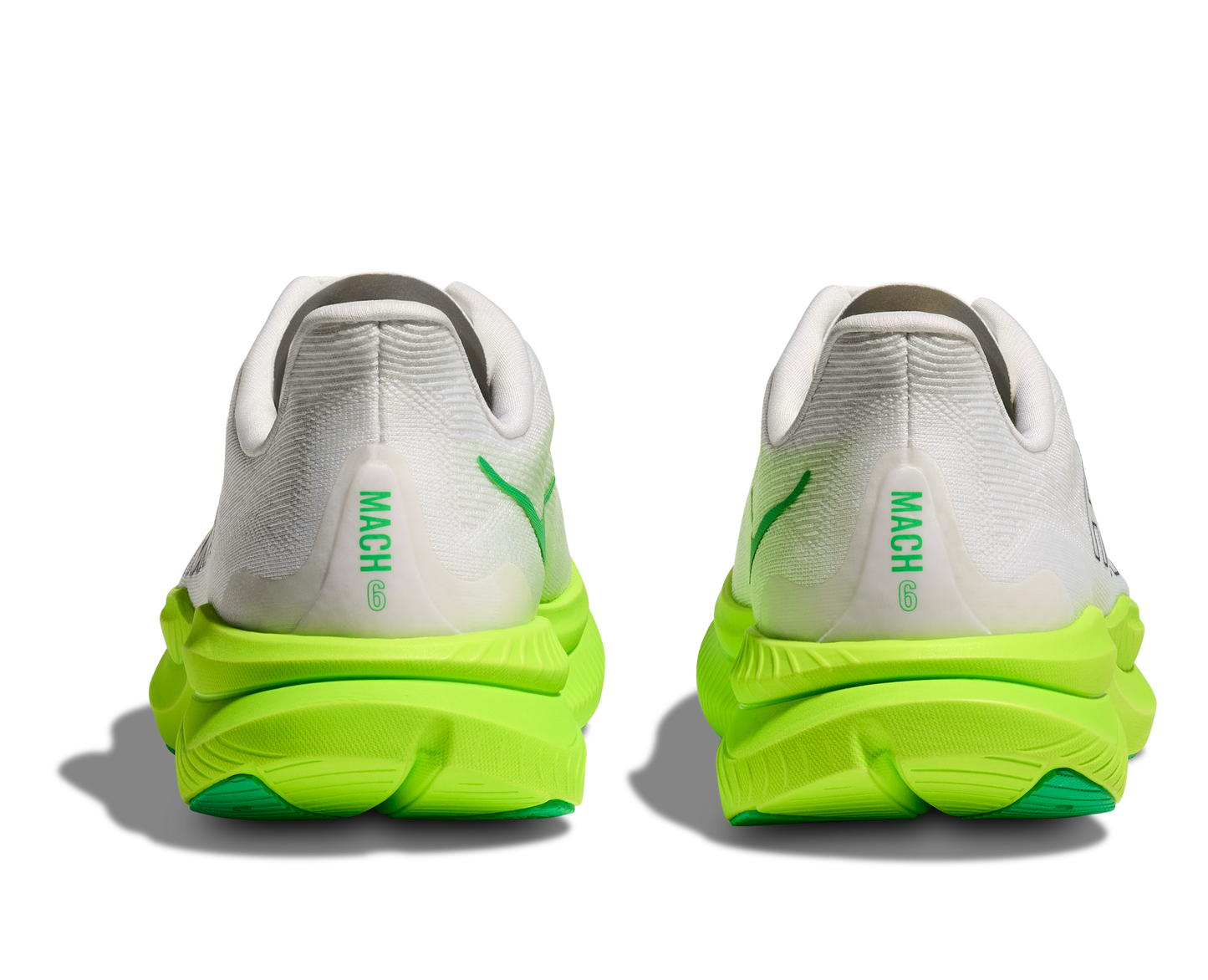 HOKA Mens MACH 6 White/ Neon Lime 1147790-WNL