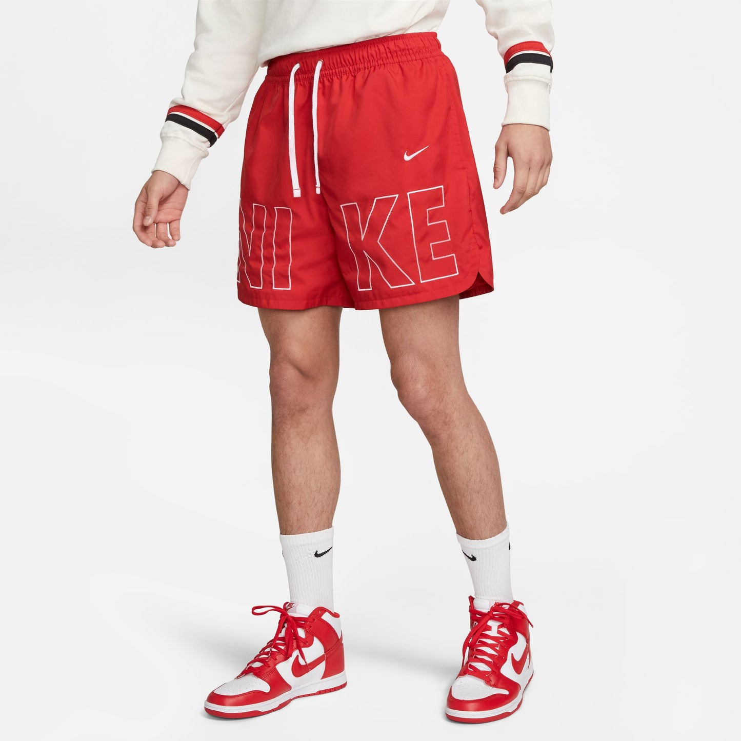 Nike Sportswear Men's Woven Flow Shorts Color: University Red/white Style: FJ1653-657