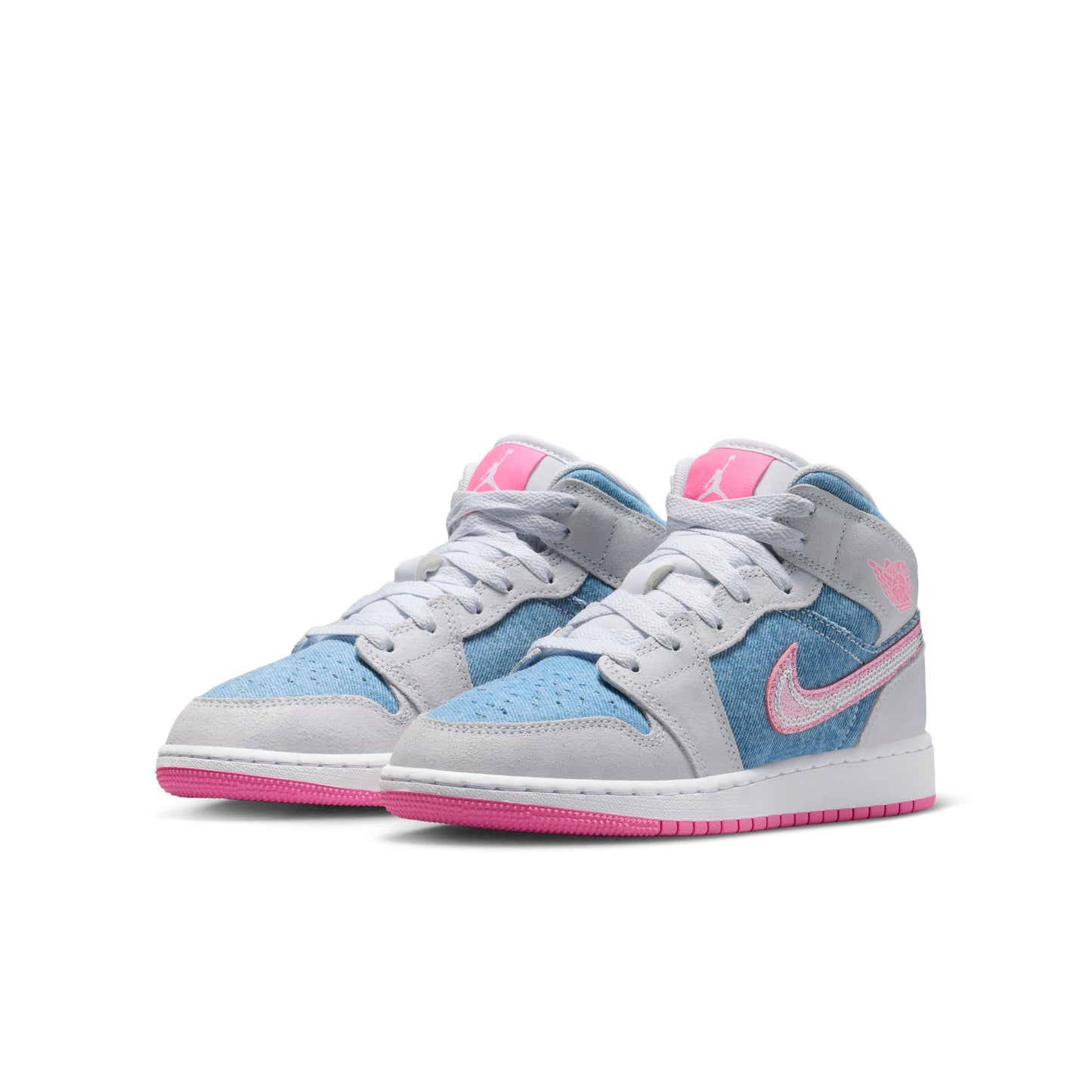 Air Jordan 1 Mid SE Big Kids Cobalt Bliss/pink Glow-white HQ1999-400