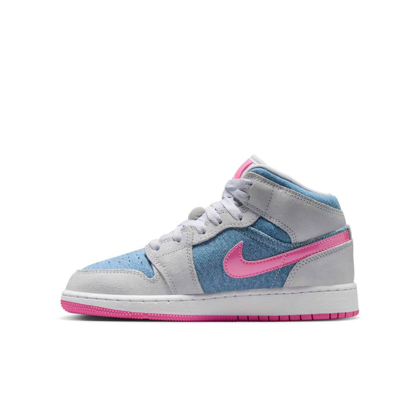 Air Jordan 1 Mid SE Big Kids Cobalt Bliss/pink Glow-white HQ1999-400