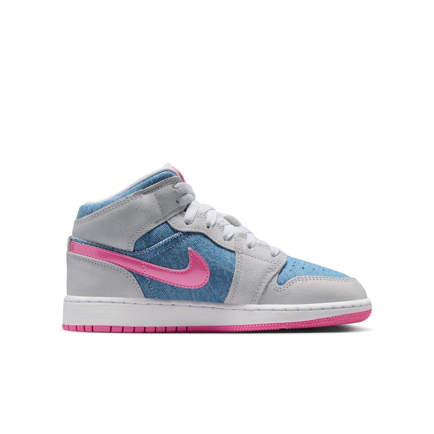 Air Jordan 1 Mid SE Big Kids Cobalt Bliss/pink Glow-white HQ1999-400