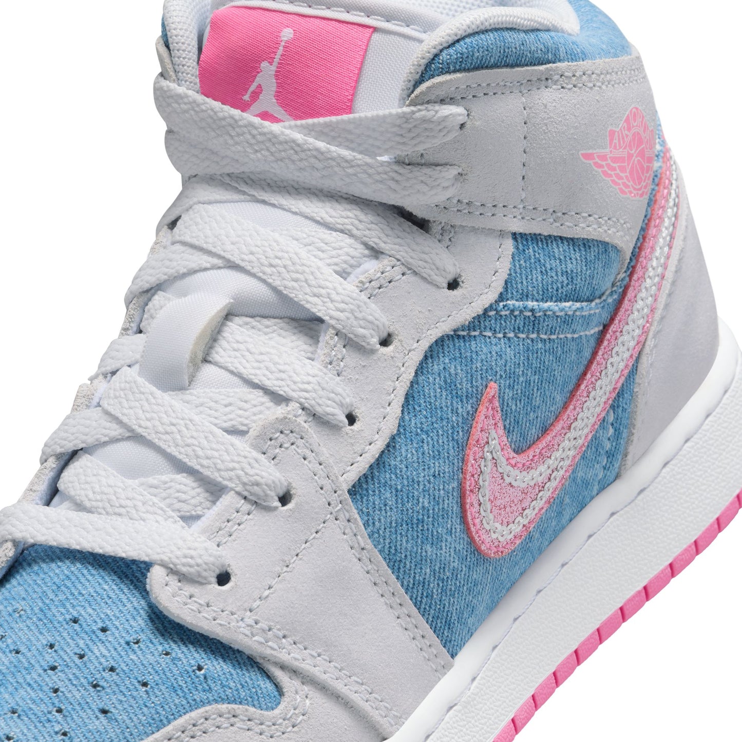 Air Jordan 1 Mid SE Big Kids Cobalt Bliss/pink Glow-white HQ1999-400
