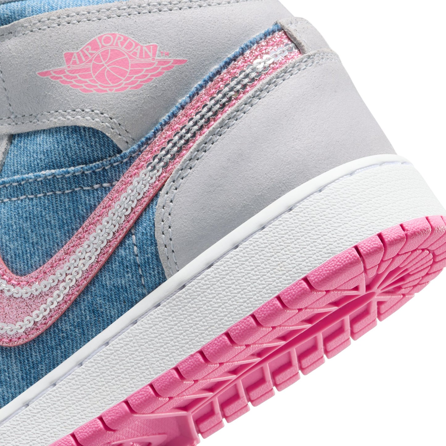 Air Jordan 1 Mid SE Big Kids Cobalt Bliss/pink Glow-white HQ1999-400