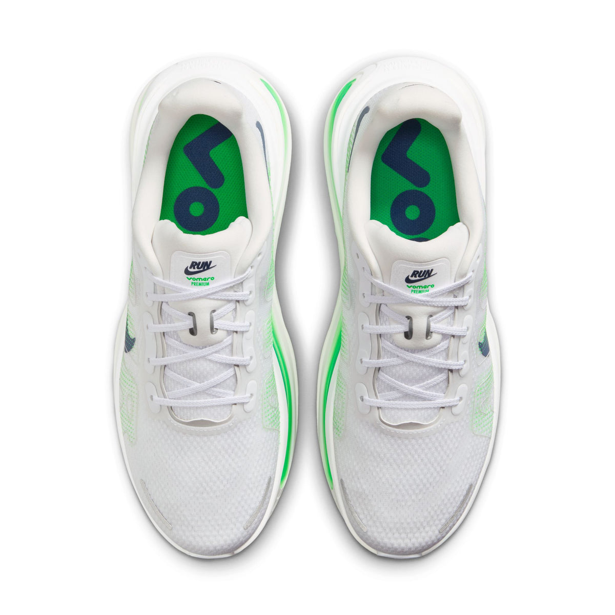 Nike Vomero Premium Mens Shoes, White/Midnight Navy/Green Spark, photo 11 of 11