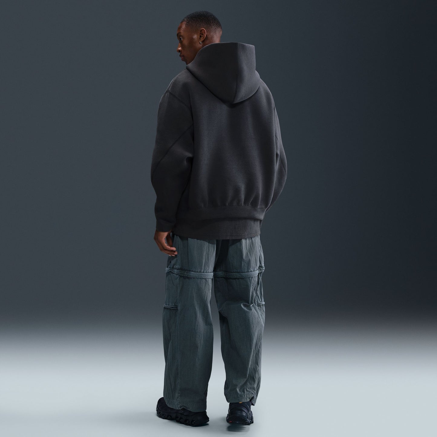 NIKE TECH MENS FLEECE OVERSIZED HOODIE ANTHRACITE/BLACK HV6535-060