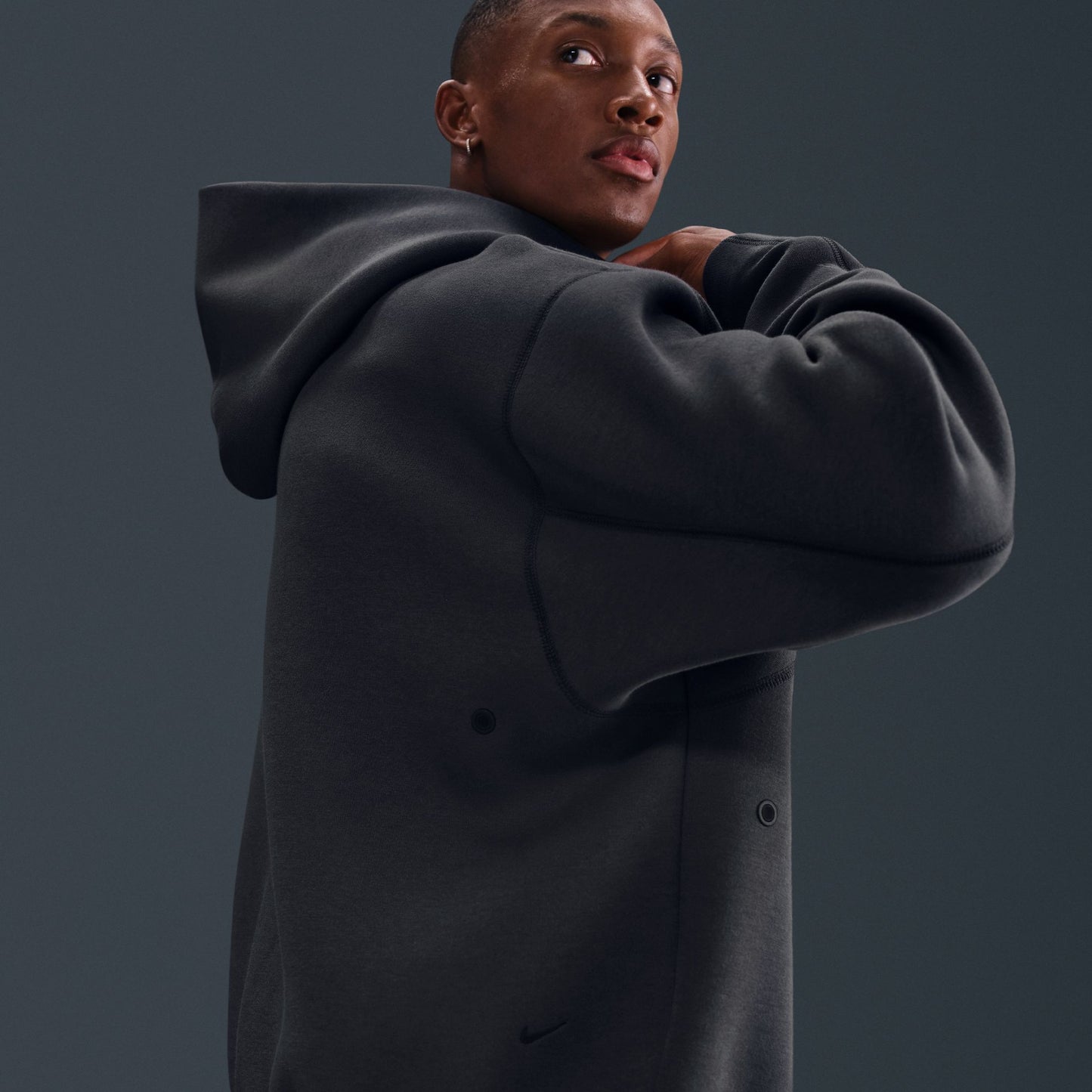 NIKE TECH MENS FLEECE OVERSIZED HOODIE ANTHRACITE/BLACK HV6535-060