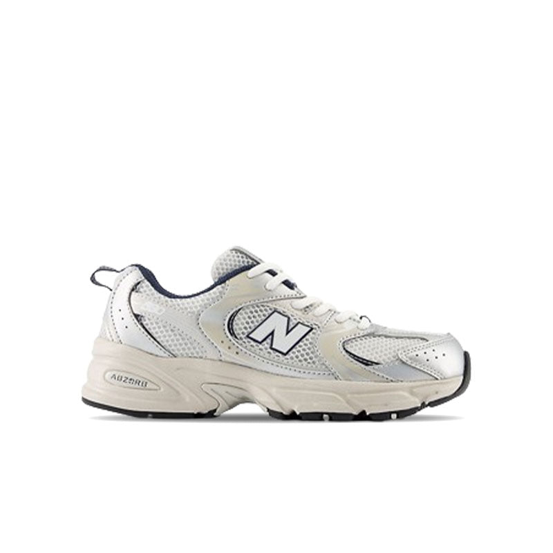 Grade School New Balance 530 Summer fog with nimbus cloud and nb navy Shoe Gallery Inc