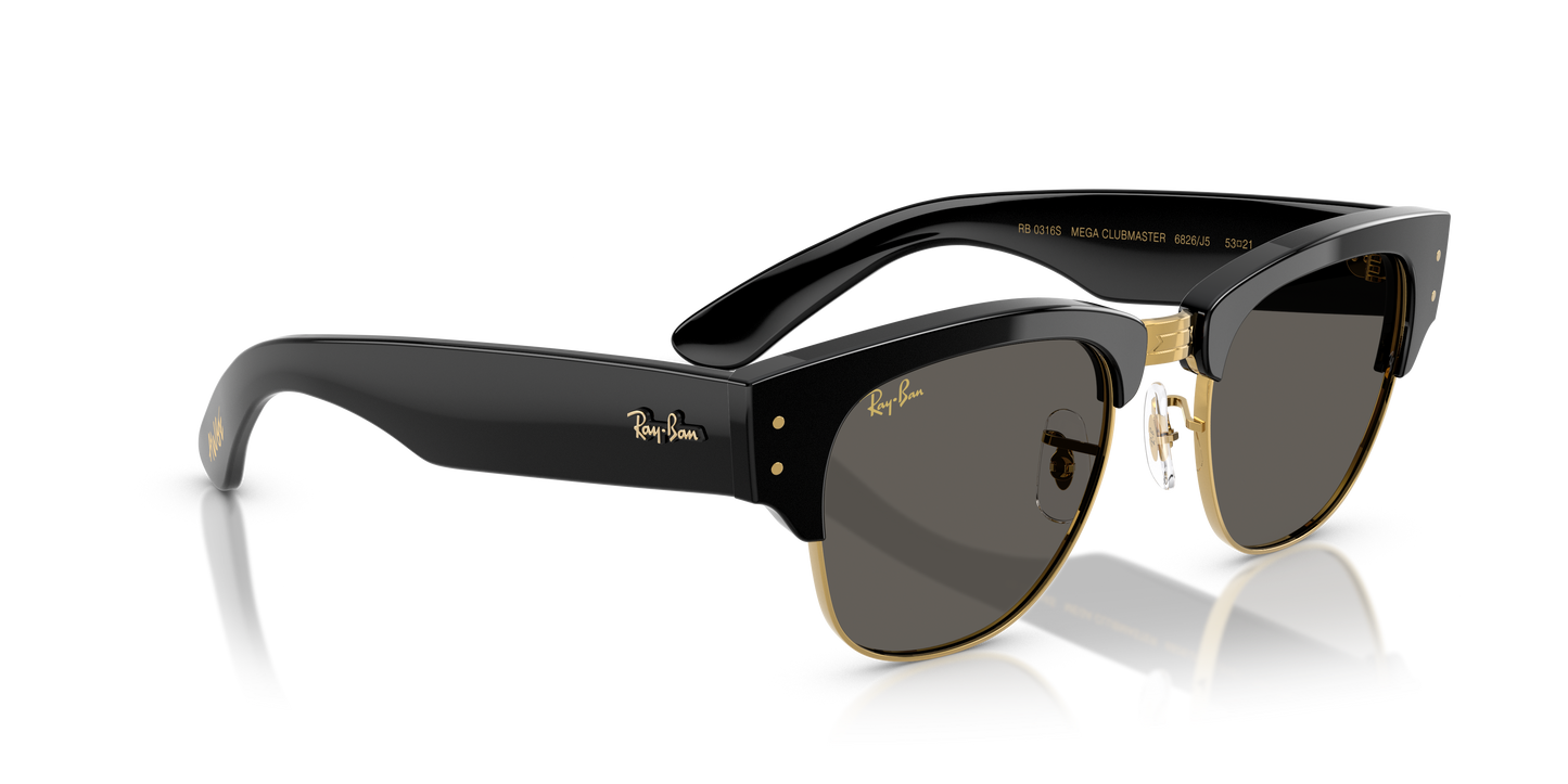 Ray-Ban x A$AP Rocky “Blackout Collection” Mega Clubmaster Black on Gold w/ Dark Grey
