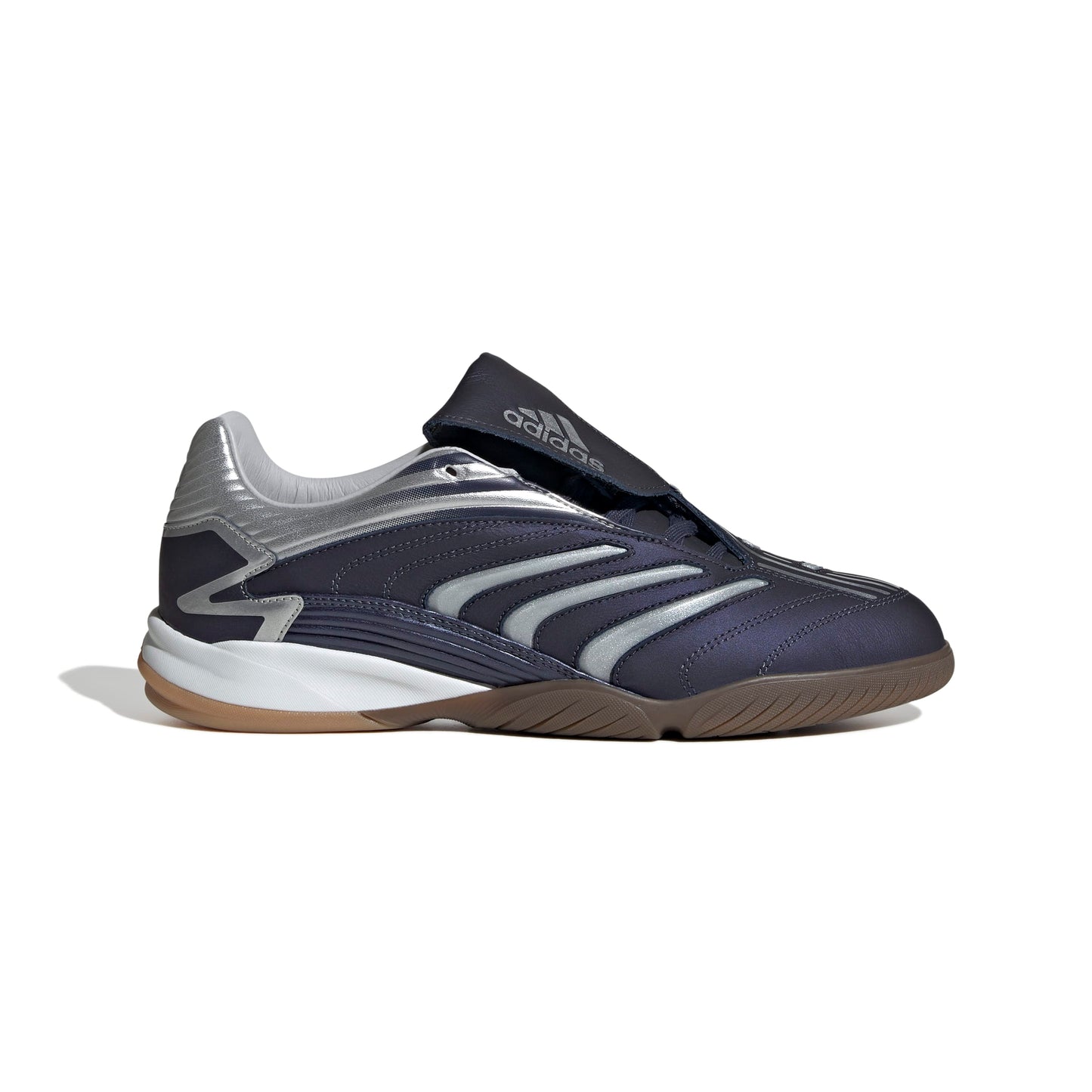Navy and gray Adidas sneaker on a white background