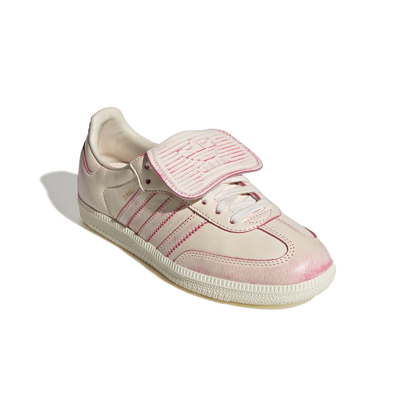 Pink and white sneaker on a white background
