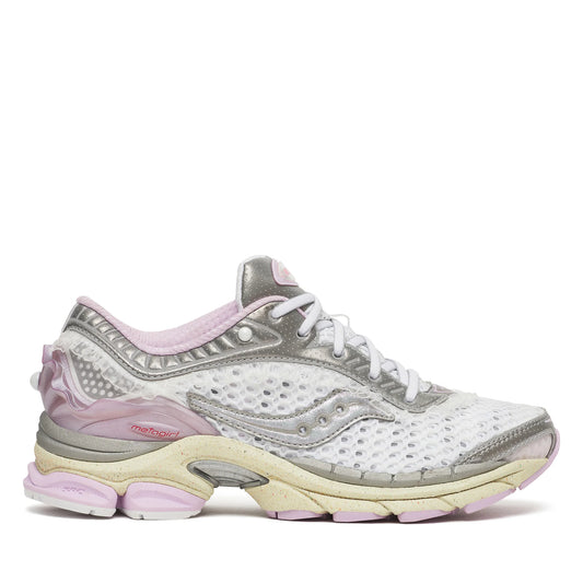Pink and gray sneaker on a white background