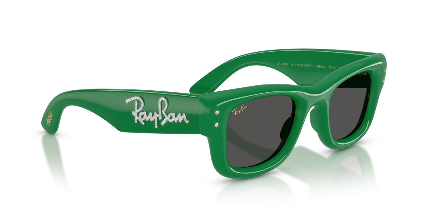 RAY-BAN X ASAP ROCKY "WAYFARER PUFFER "CRYSTAL EDITION" POLISHED GREEN WITH STRASS 0RB4940B-5011