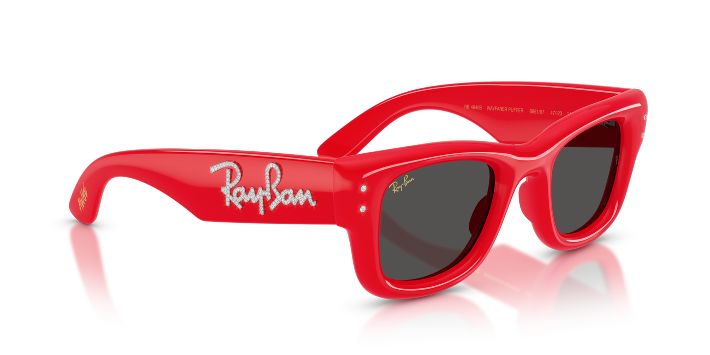 RAY-BAN X ASAP ROCKY "WAYFARER PUFFER CRYSTAL EDITION" POLISHED RED WITH STRASS 0RB4940B-5059