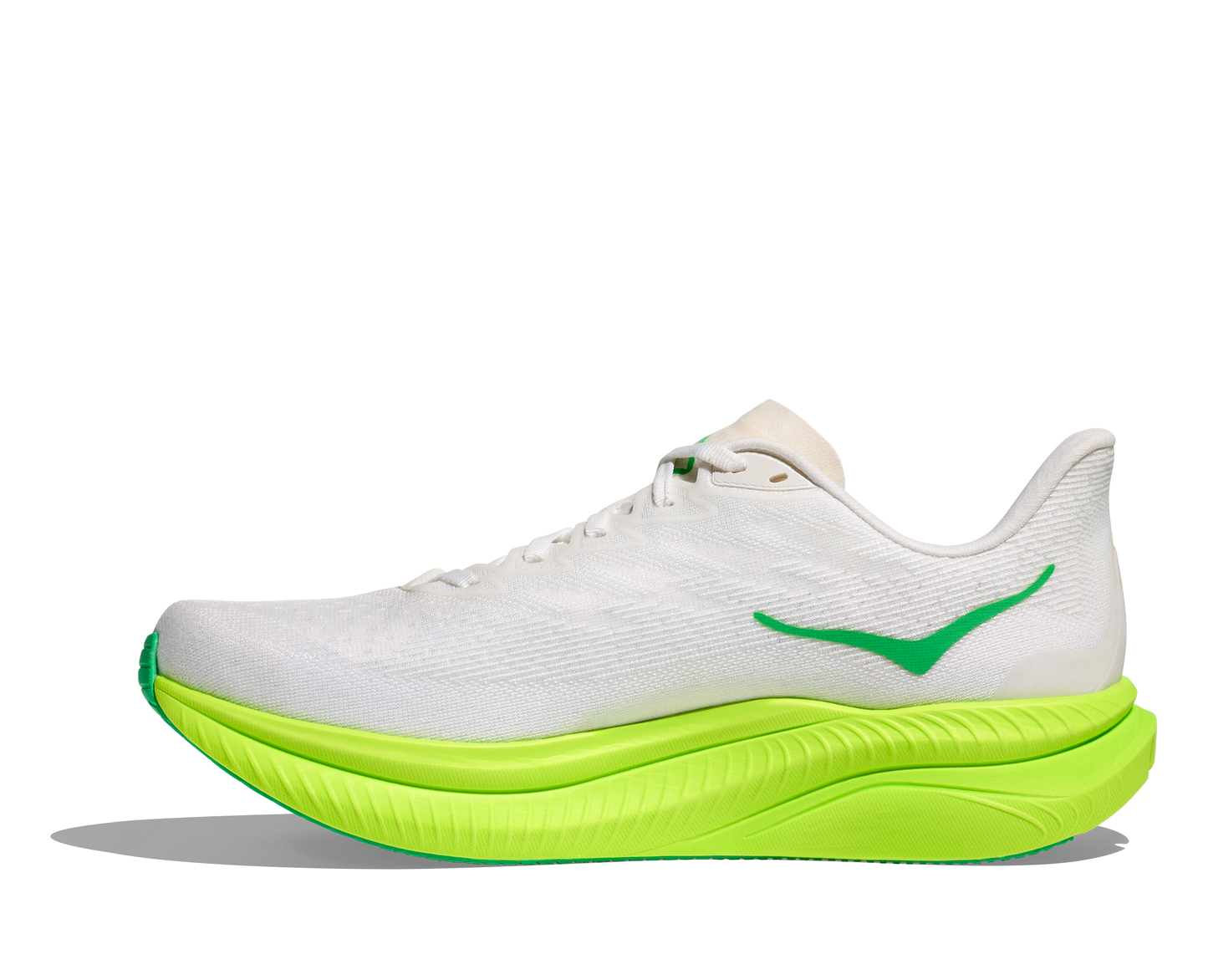 HOKA Mens MACH 6  White/ Neon Lime 1147790-WNL
