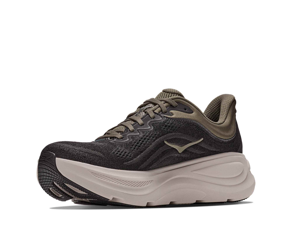 Hoka Bondi 9 Mens Shoes, Black/River Rock Grey, photo 3 of 8