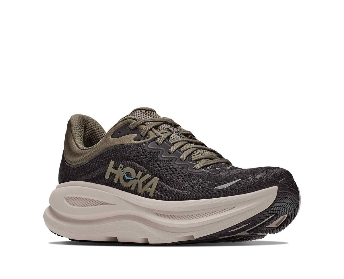 Hoka Bondi 9 Mens Shoes, Black/River Rock Grey, photo 6 of 8