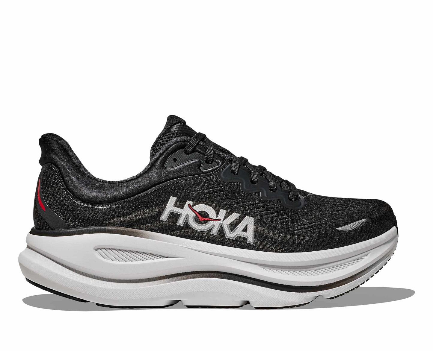 Hoka M Bondi 9 Color: BLACK / VERMILLION Style: 1162011-BKVR