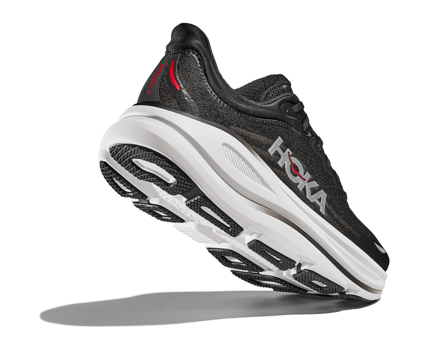 Hoka M Bondi 9 Color: BLACK / VERMILLION Style: 1162011-BKVR