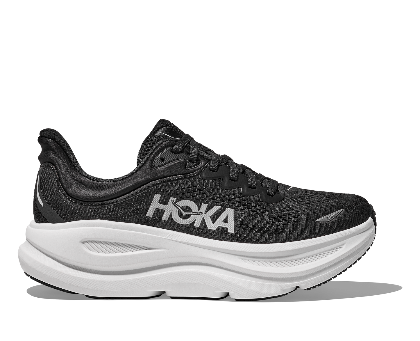 Hoka Bondi 9 Mens Shoes Color: Black/White Style: 1162011-BWHT