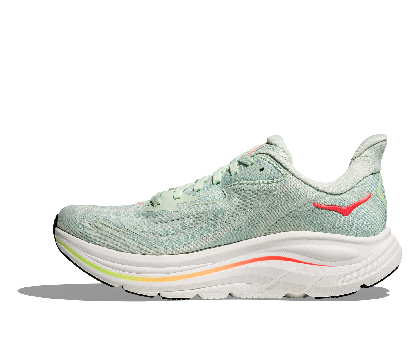 Hoka Clifton 10 Womens Shoes Color: Sea Glass/Neon Flame Style: 1162031-SLSSN