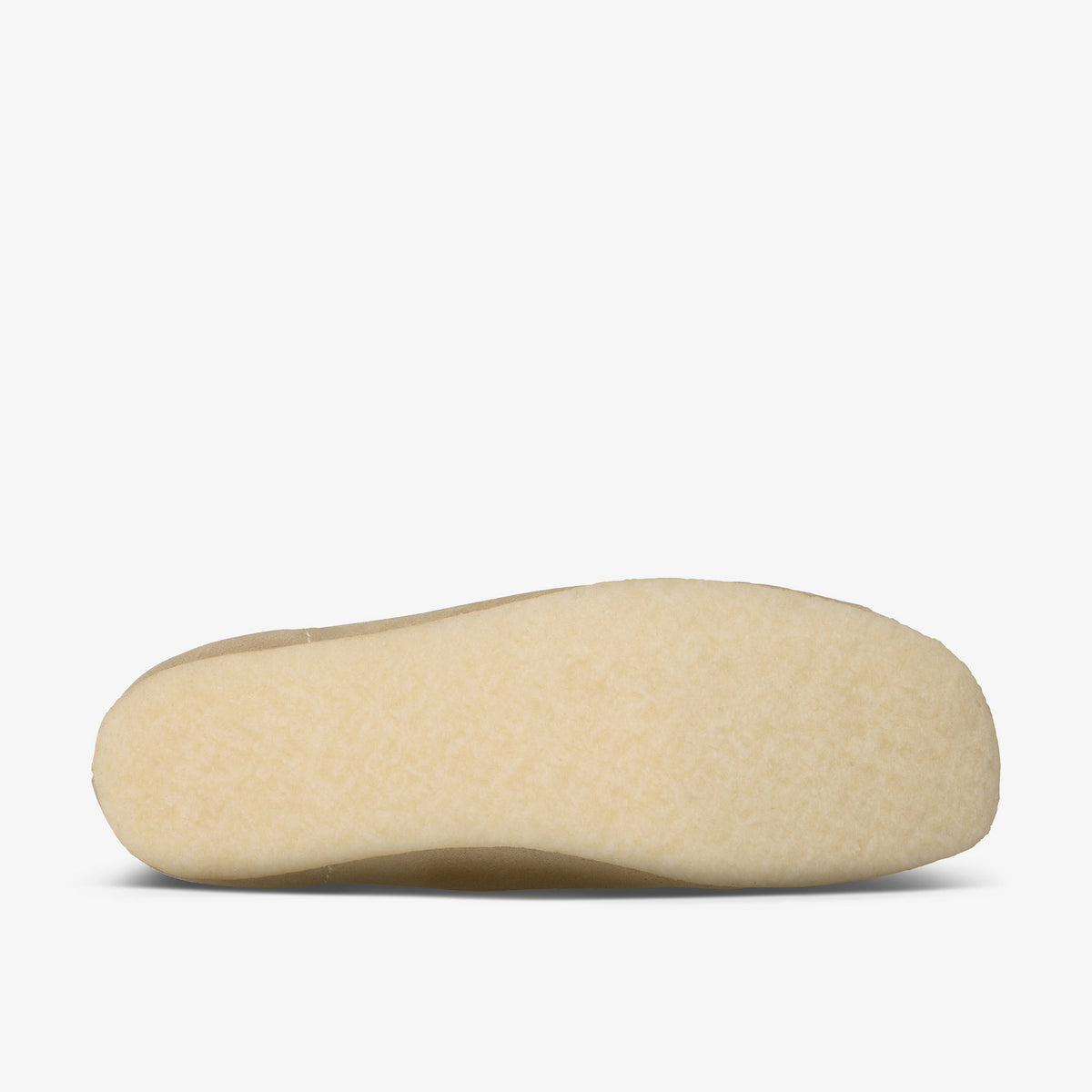 Clarks Wallabee Boot sole view showing natural crepe rubber outsole with Maple Suede upper edges visible