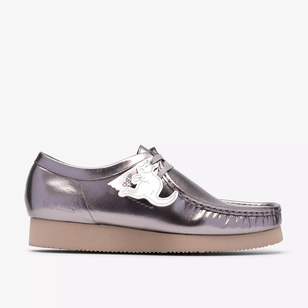 Clarks Wallabee 2604 Silver Patent Style: 26186501 – Shoe Gallery Inc