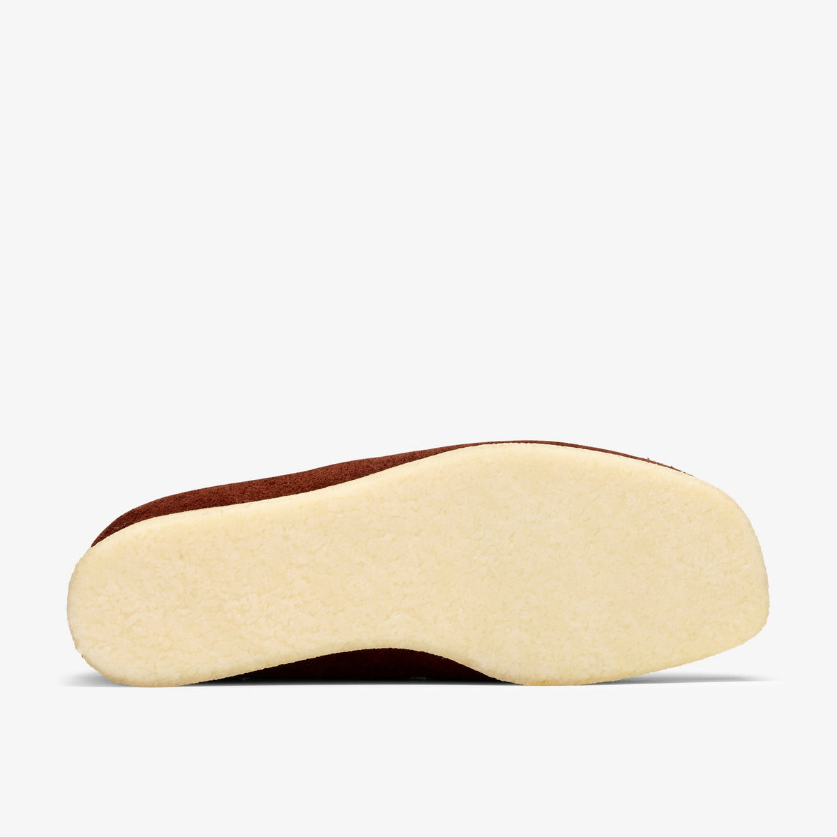 Clarks Wallabee Boot sole view showing natural crepe outsole with Brown Combination Suede upper edges visible