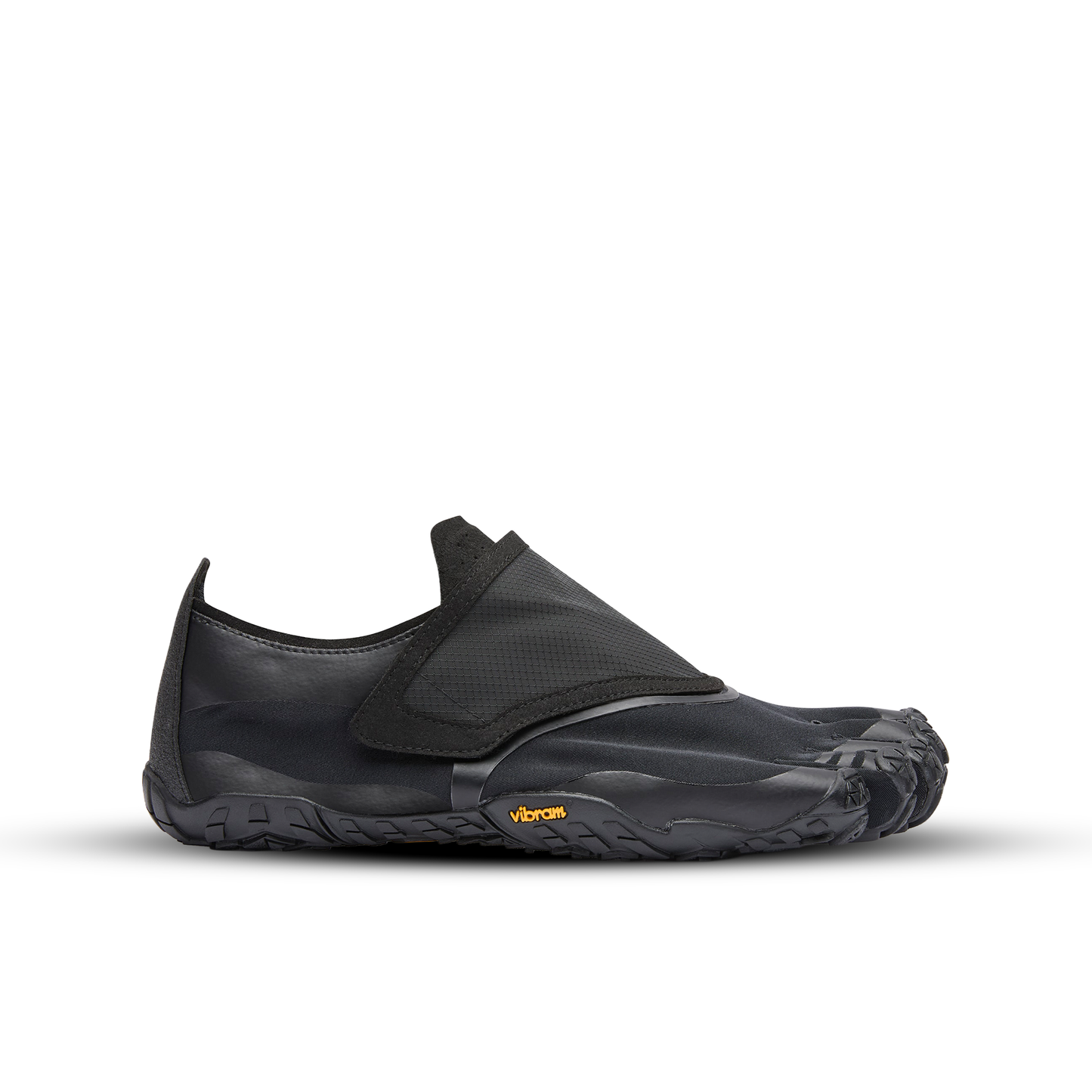 Black water-style shoe with Vibram logo on a white background