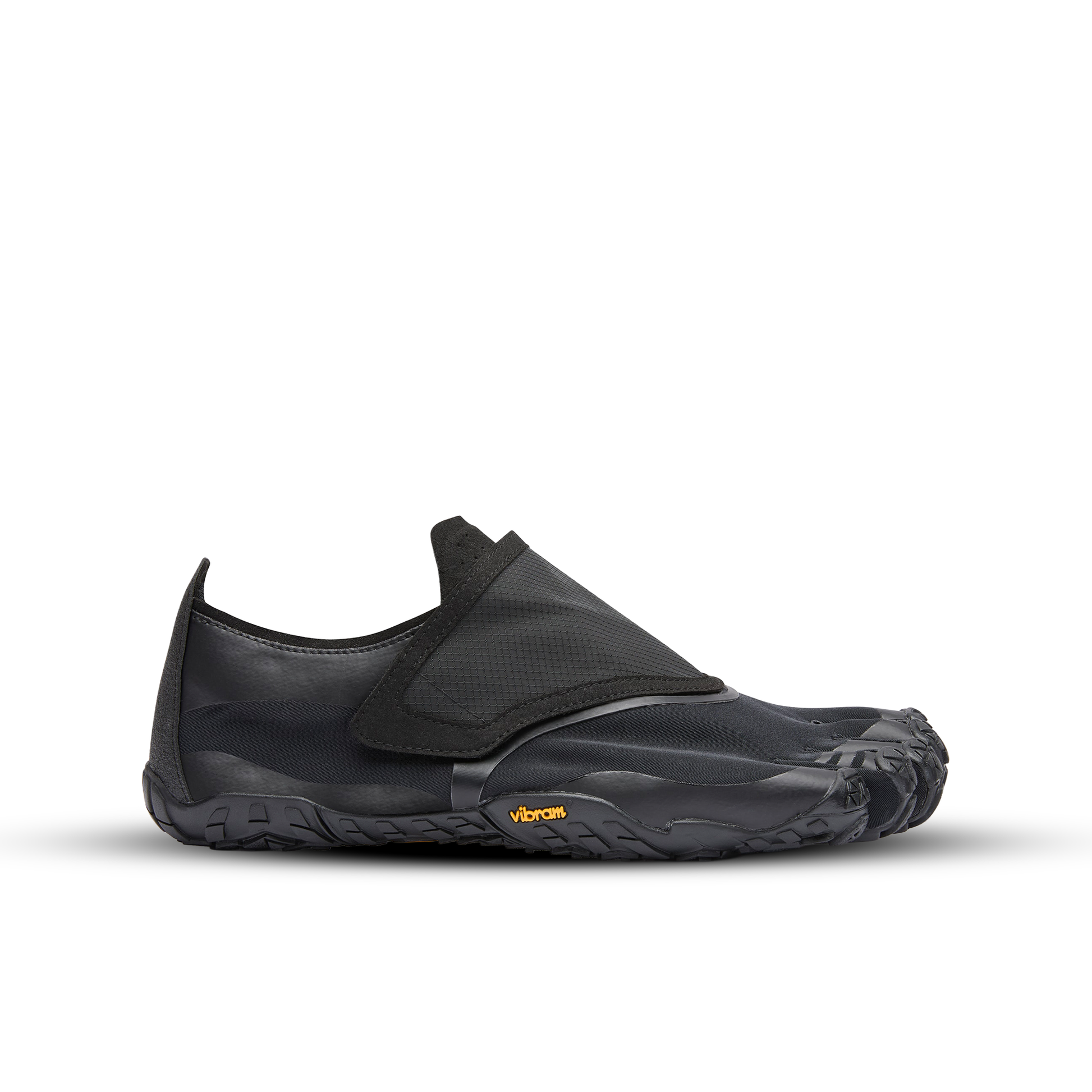 Black water-style shoe with Vibram logo on a white background