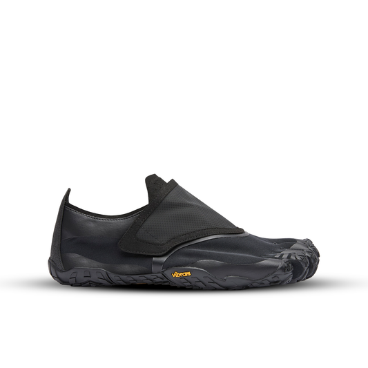 Black water-style shoe with Vibram logo on a white background
