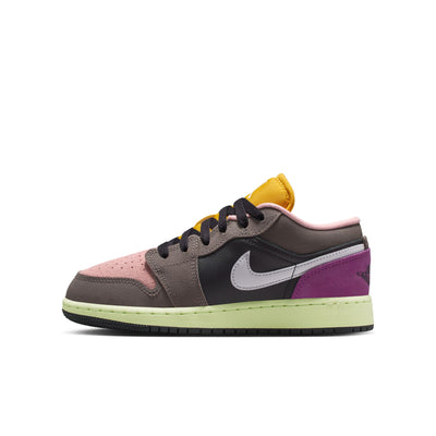 Air Jordan 1 Low SE Big Kids' Shoes Color: Oil Grey/white-cave Stone-arctic Punch HQ2021-005