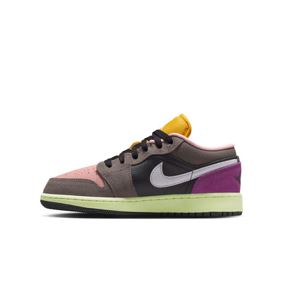 Air Jordan 1 Low SE Big Kids' Shoes Color: Oil Grey/white-cave Stone-arctic Punch HQ2021-005