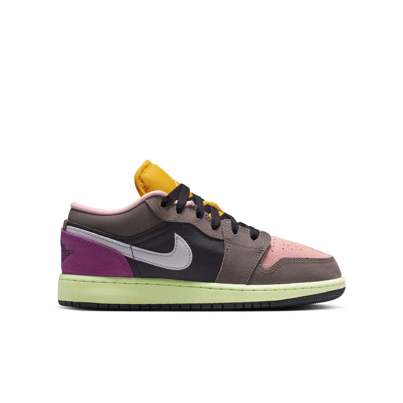 Air Jordan 1 Low SE Big Kids' Shoes Color: Oil Grey/white-cave Stone-arctic Punch HQ2021-005