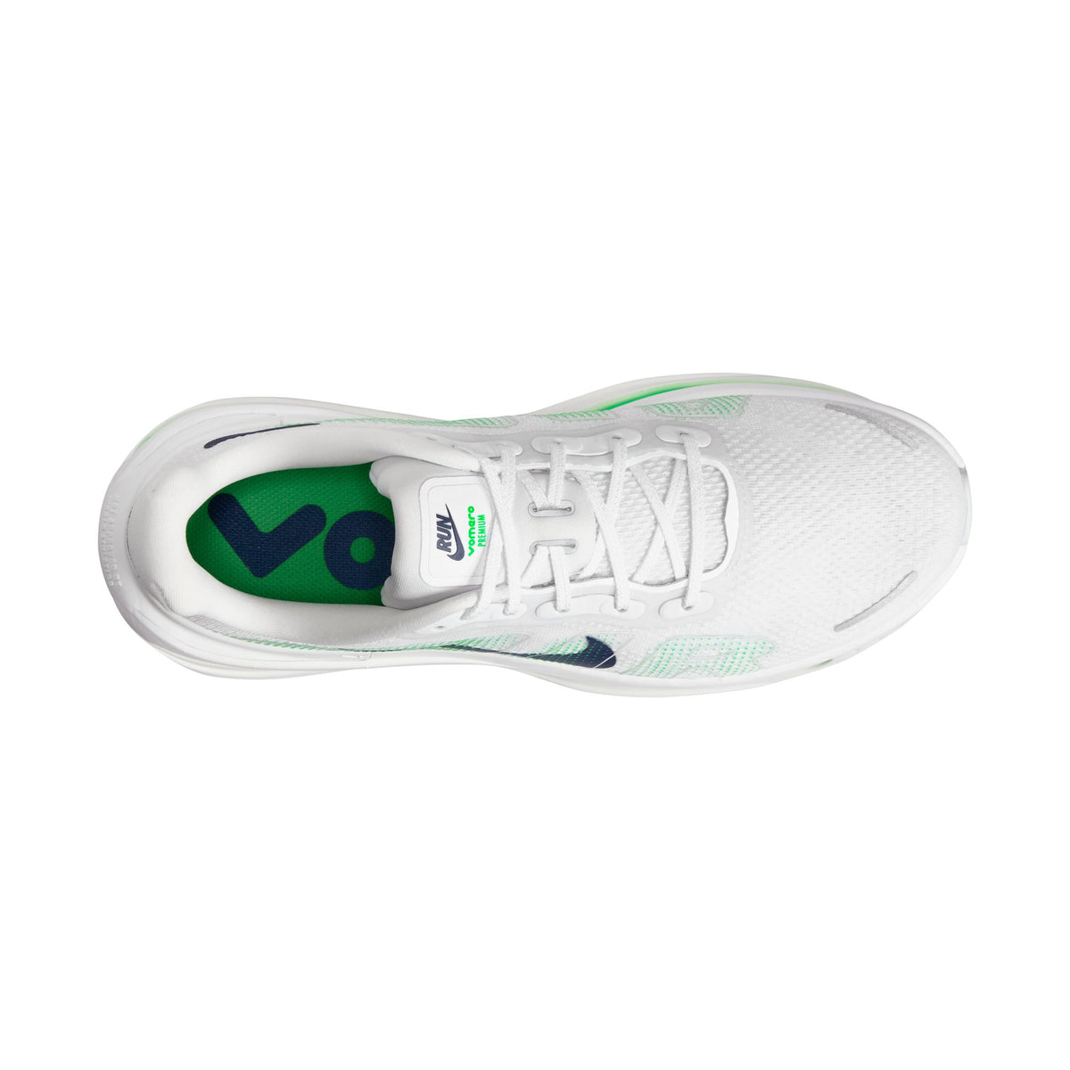 Nike Vomero Premium Mens Shoes, White/Midnight Navy/Green Spark, photo 6 of 11
