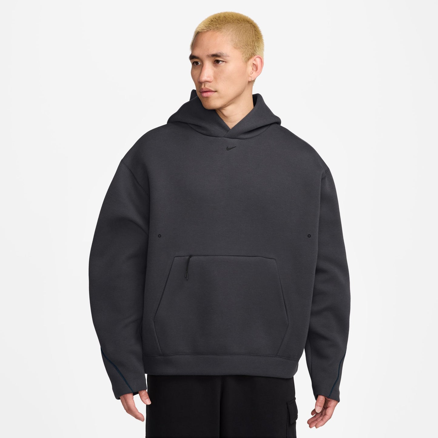 NIKE TECH MENS FLEECE OVERSIZED HOODIE ANTHRACITE/BLACK HV6535-060