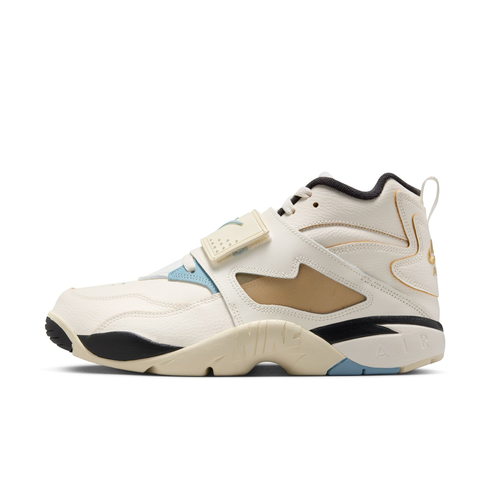 White sneaker with black accents on a white background