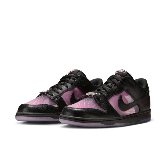 Black and pink (transparent) sneakers with a Nike logo on a white background