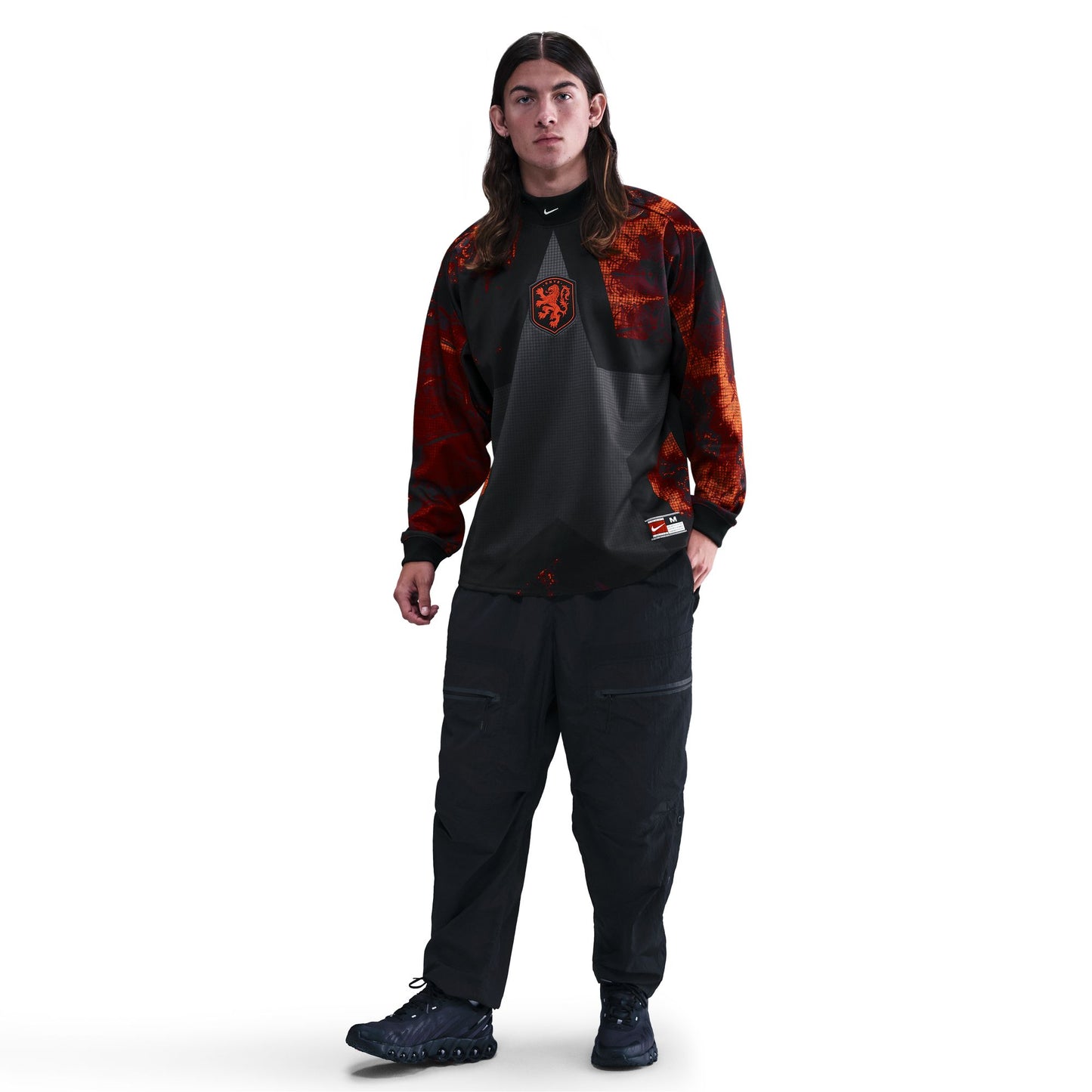 NIKE NETHERLANDS GOALKEEPER JERSEY BLACK/HYPER CRIMSON/WHITE IO0785-010