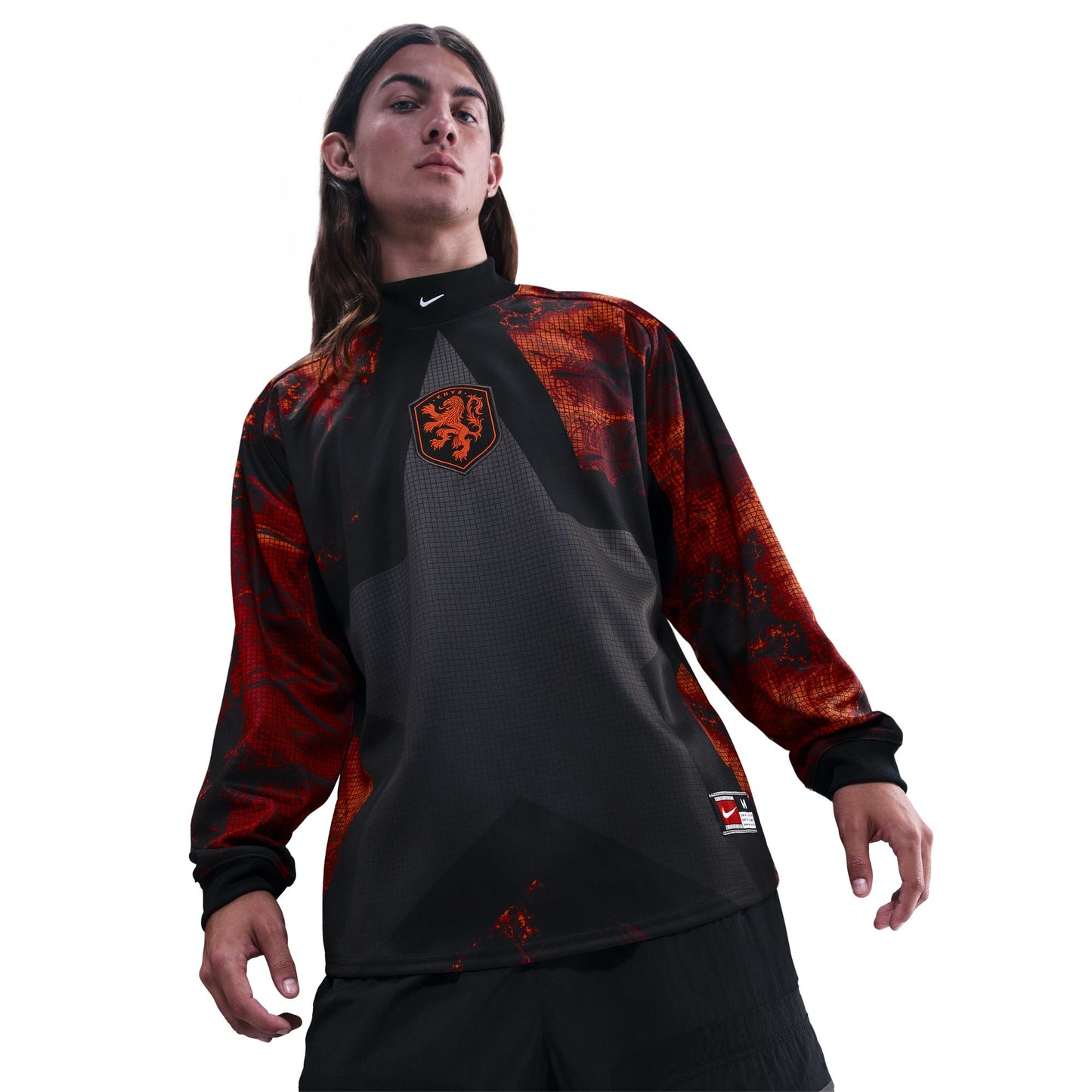 NIKE NETHERLANDS GOALKEEPER JERSEY BLACK/HYPER CRIMSON/WHITE IO0785-010