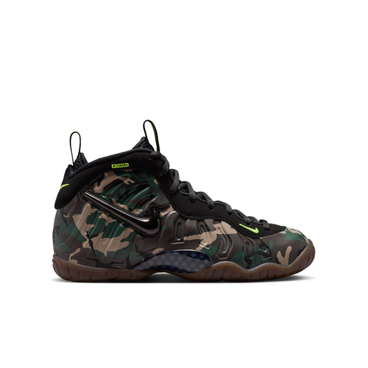 Nike Little Posite Pro Premium Big Kids Shoes Color: Black/Black/Voltage Green/Gum Dark Brown Style: IV7555-001