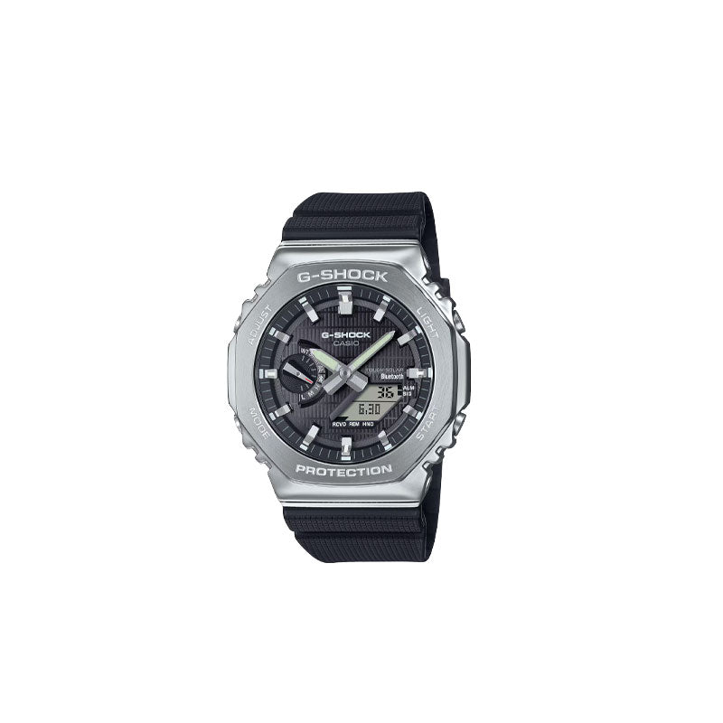 CASIO G-SHOCK METAL CLAD SOLAR BLUETOOTH WATCH WITH BLACK BAND GBM2100-1A