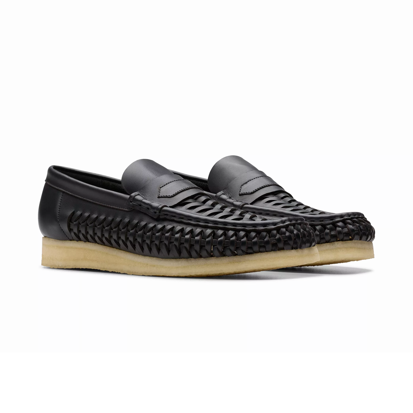 CLARKS Wallabee Penny Weave Black Leather 26180229