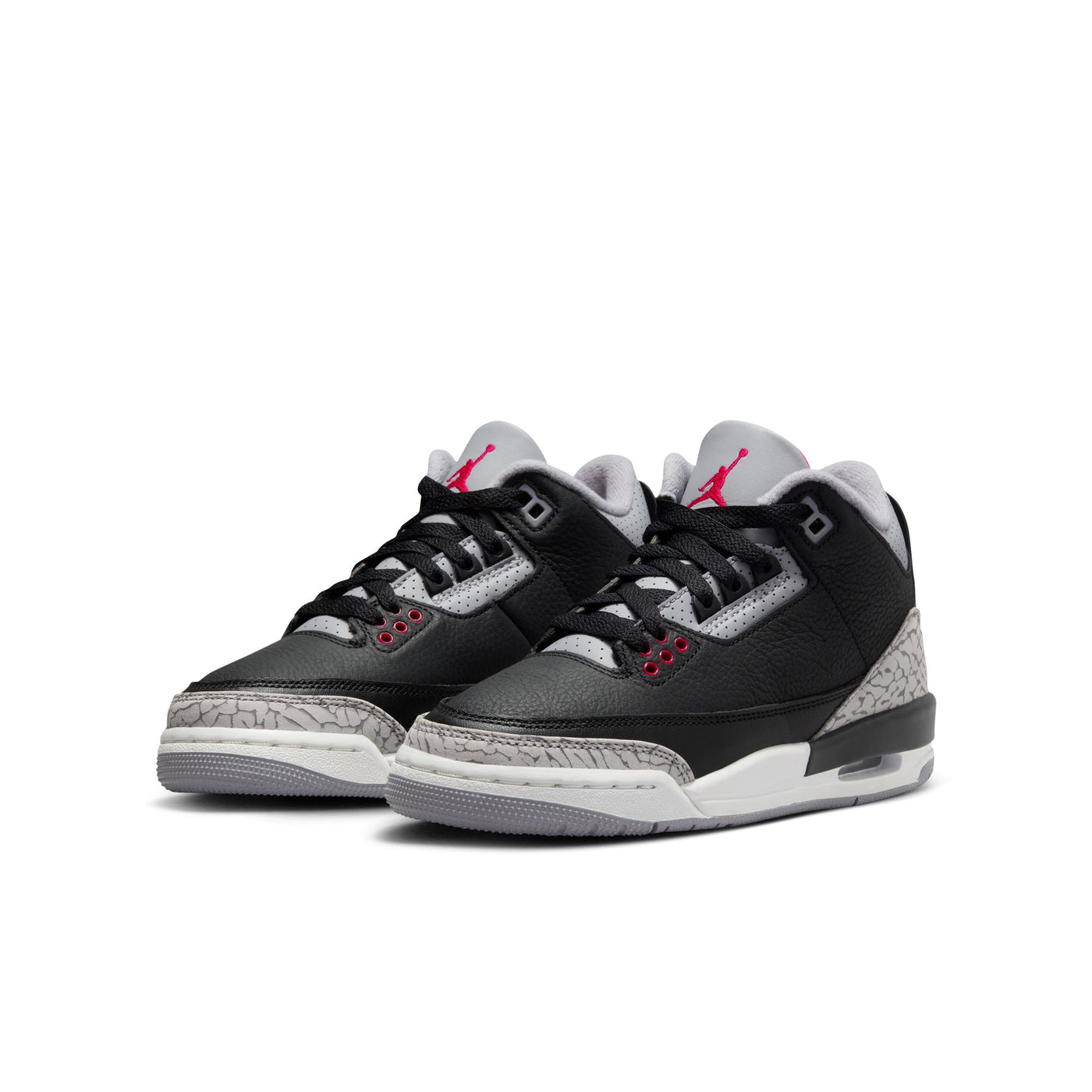 Grade School Air Jordan 3 Retro "Black Cement" BLACK/FIRE RED-CEMENT GREY-SUMMIT WHITE DM0967-010