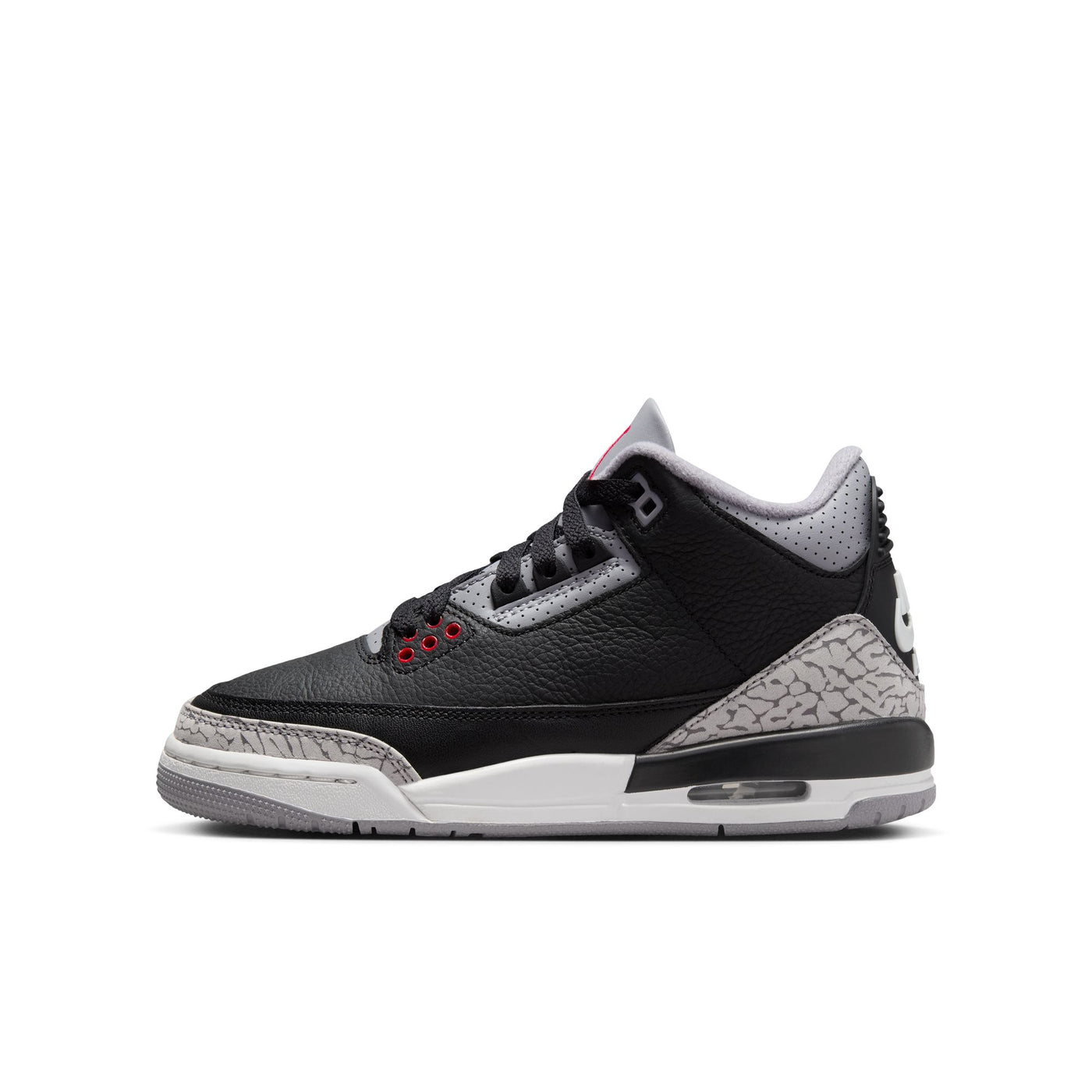 Grade School Air Jordan 3 Retro "Black Cement" BLACK/FIRE RED-CEMENT GREY-SUMMIT WHITE DM0967-010