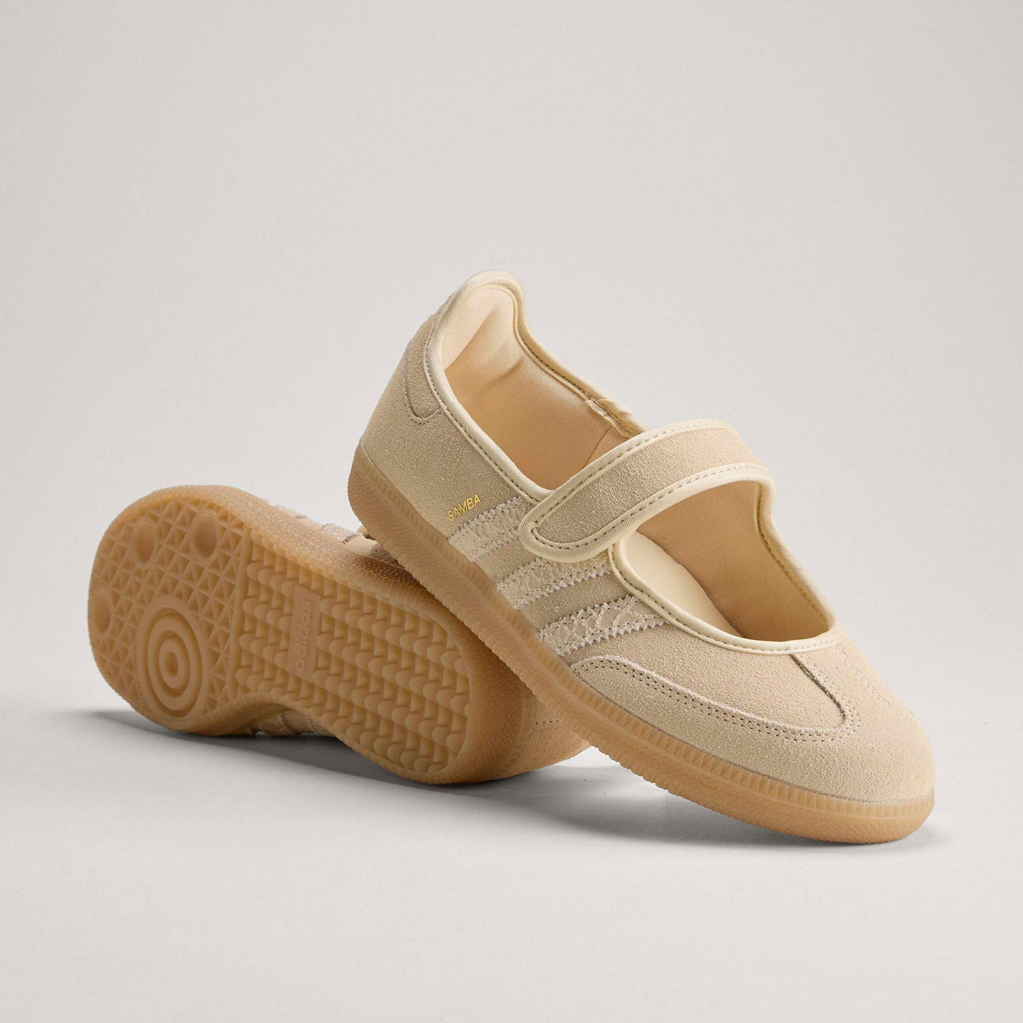 adidas Samba Jane Shoes Color: SANSTR/SANSTR/GOLDMT Style: HQ9496