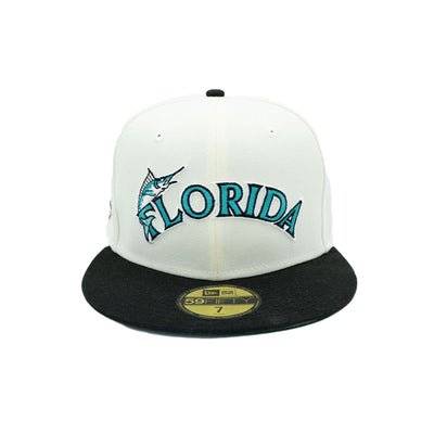 New Era 5950 Florida Marlins Chrome Black Kelly 10th Anniversary Fitted Hat 70768274