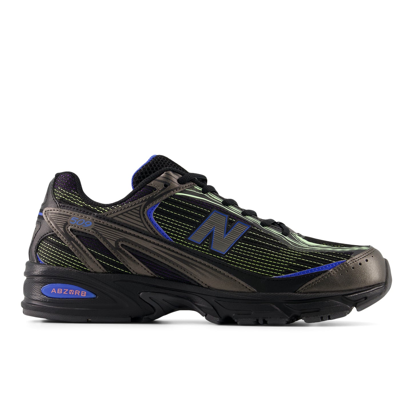 NEW BALANCE 509 BLACK with BLUE BIRD and AFTERGLOW U509E3D9