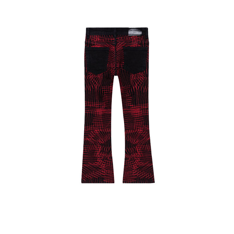 VALABASAS MR. EMBROIDERY CRIMSON NOIR STACKED FLARE JEAN VLBS3483-LL3