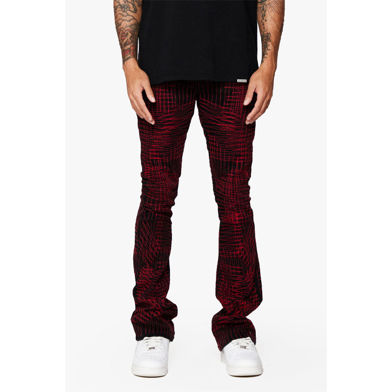 VALABASAS MR. EMBROIDERY CRIMSON NOIR STACKED FLARE JEAN VLBS3483-LL3